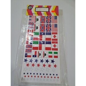 NOS AJ's 9808 R/C Flag Stickers/Decal Sheet U.S. , California, UK, Italy, Stars